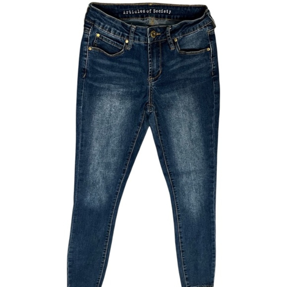 Articles of Society Mid Rise Dark Wash Skinny Leg Blue Jeans Size 3/4, 4 pockets